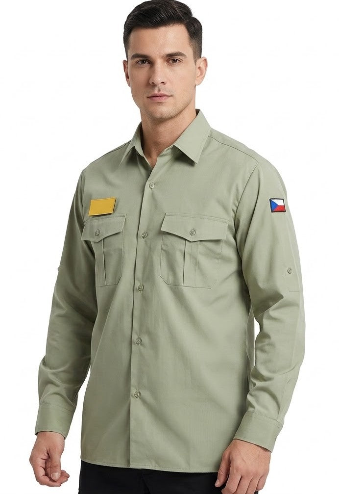 (9/5まで特価)チェコ、サンド、国旗付きサービスシャツ(新品)E97N=