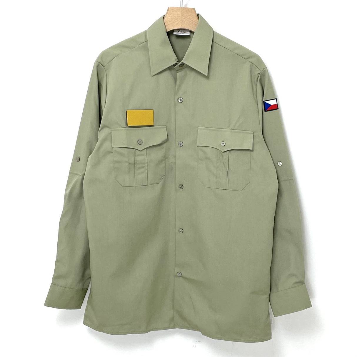 (9/5まで特価)チェコ、サンド、国旗付きサービスシャツ(新品)E97N=