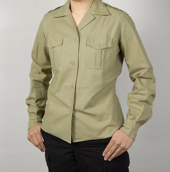 【レディース特価】フランス軍 ベージュ ビンテージ レディース M-47 チノシャツ 新品 F49LN-