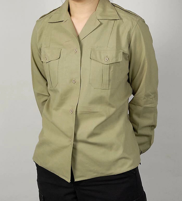 【レディース特価】フランス軍 ベージュ ビンテージ レディース M-47 チノシャツ 新品 F49LN-