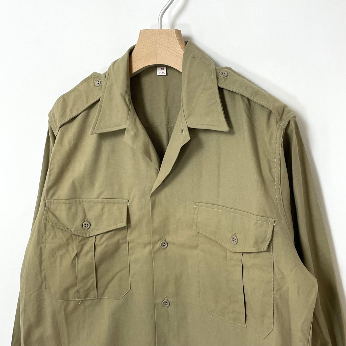 (9/5まで特価) フランス軍 ベージュ ビンテージ M-47 チノシャツ 新品 F49VN=