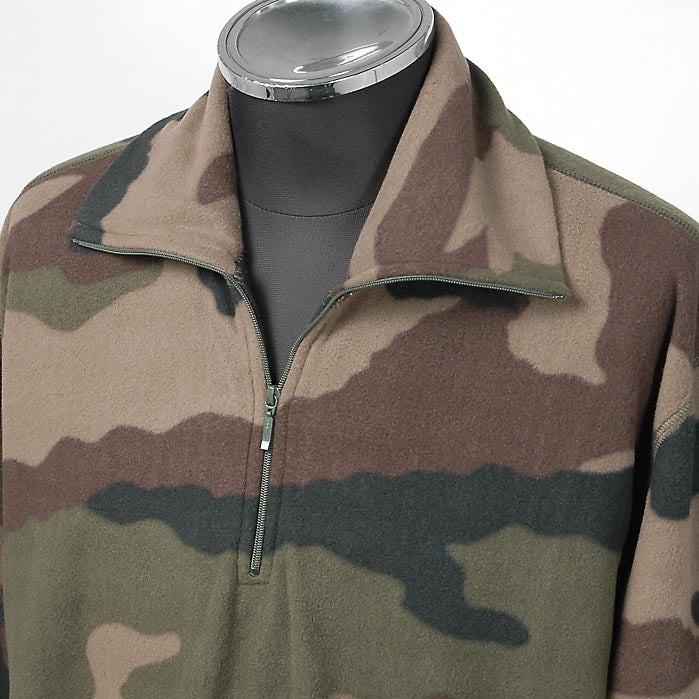 ビッグ特価、フランス軍 CCE カモフラージュ ハーフジップ フリースシャツ 新品 F56N-SB=