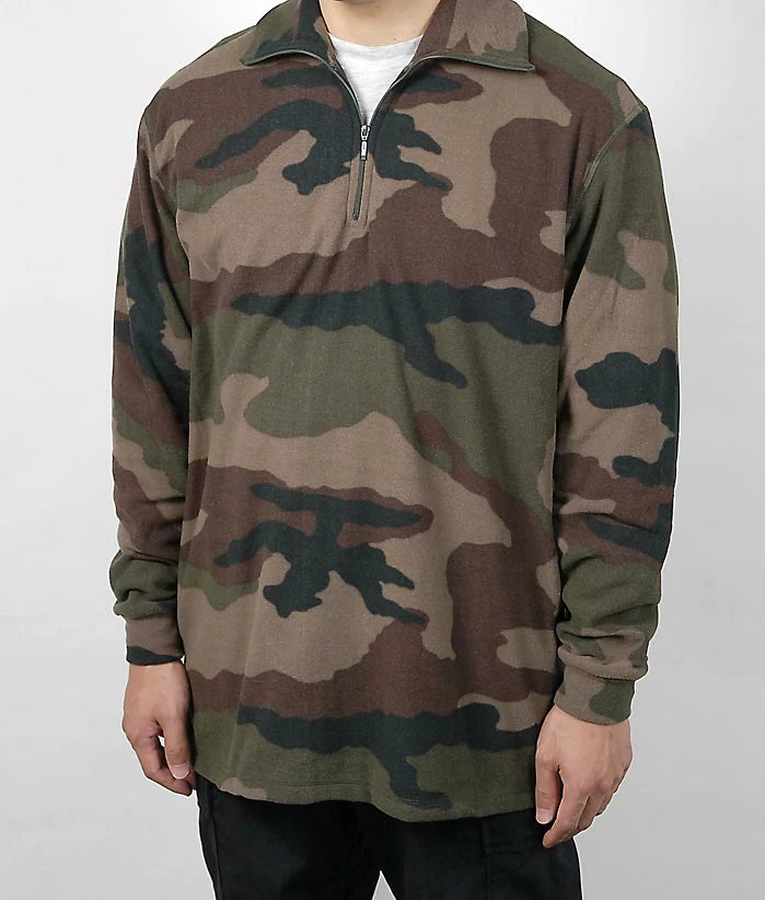 ビッグ特価、フランス軍 CCE カモフラージュ ハーフジップ フリースシャツ 新品 F56N-SB=