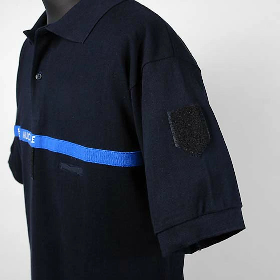 フランス自治体警察 POLICE MUNICIPALE ブラック コットン ポロシャツ 新品 F95N=