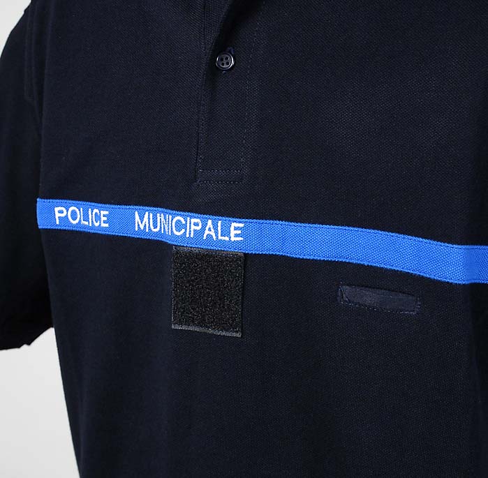 フランス自治体警察 POLICE MUNICIPALE ブラック コットン ポロシャツ 新品 F95N=