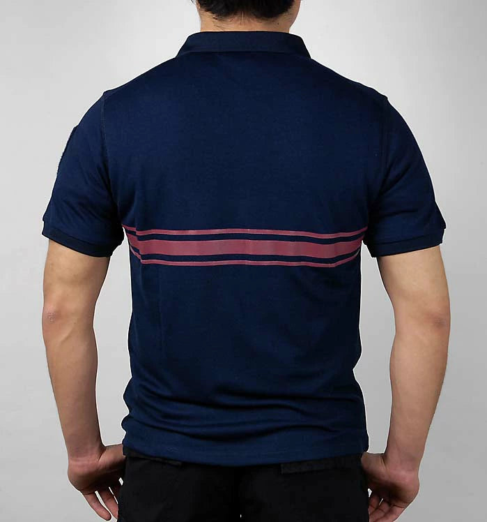 フランス警備隊 ASVP ネイビー レッドストライプ ハーフジップ ポロシャツ 新品 F97N-