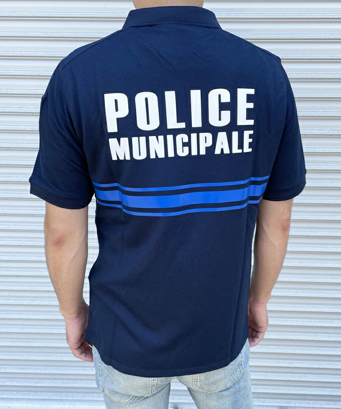 フランス自治体警察 POLICE MUNICIPALE ネイビー ハーフジップ ポロシャツ 新品 F98N-