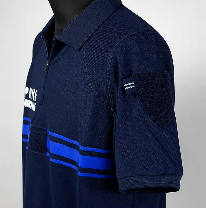 フランス自治体警察 POLICE MUNICIPALE ネイビー ハーフジップ ポロシャツ 新品 F98N-
