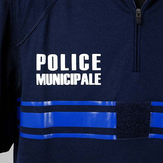 フランス自治体警察 POLICE MUNICIPALE ネイビー ハーフジップ ポロシャツ 新品 F98N-