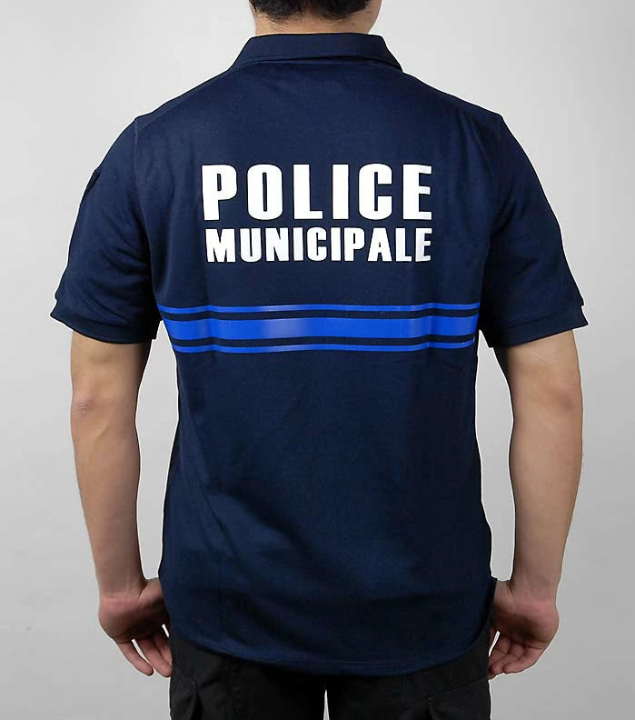 フランス自治体警察 POLICE MUNICIPALE ネイビー ハーフジップ ポロシャツ 新品 F98N-