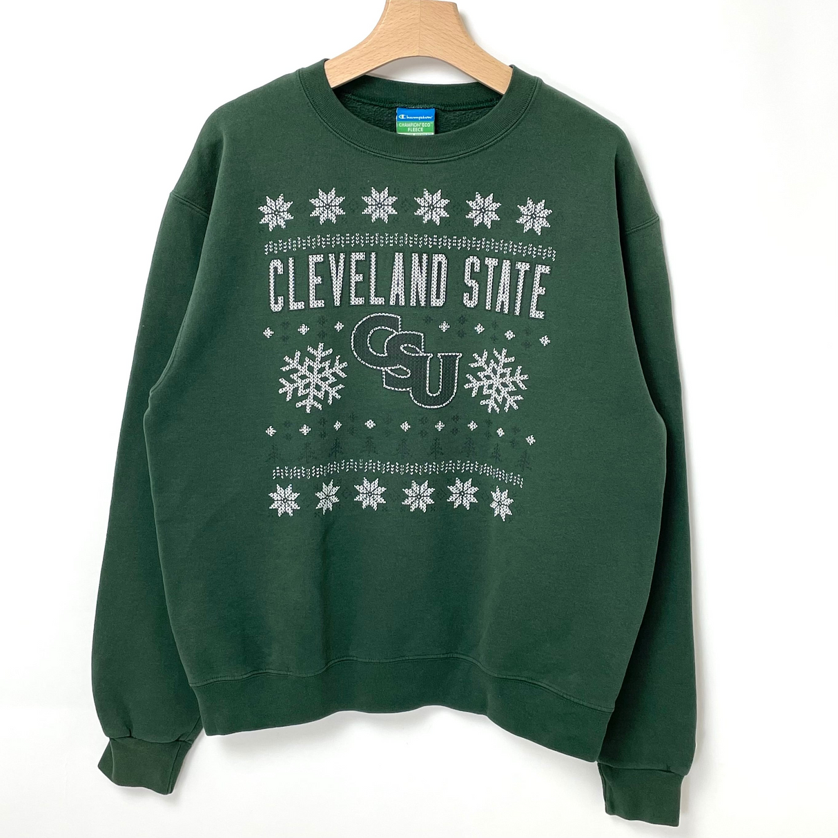 NCAA CLEVELAND STATE/クリーブランド州立大学 グリーン CHAMPION/チャンピオン カレッジスウェットシャツ Mサイズ【FB-SS-0030B=】