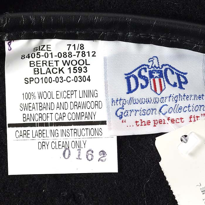 アメリカ軍 U.S.ARMY ブラック スタンダードブルー ウール ベレー帽 ワッペン付 新品 M51NA-
