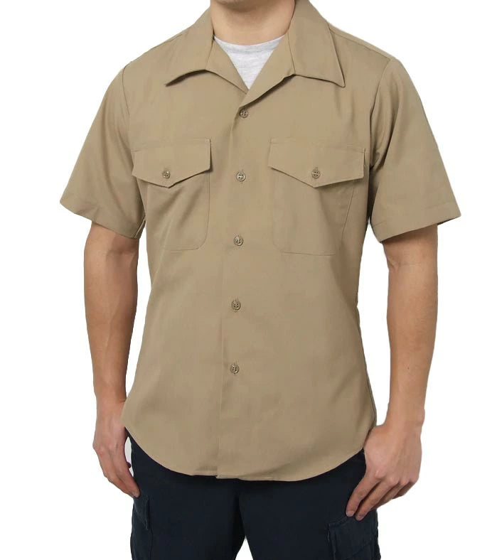 アメリカ海兵隊 USMC カーキ 半袖ドレスシャツ 新品 MC-SS-N-