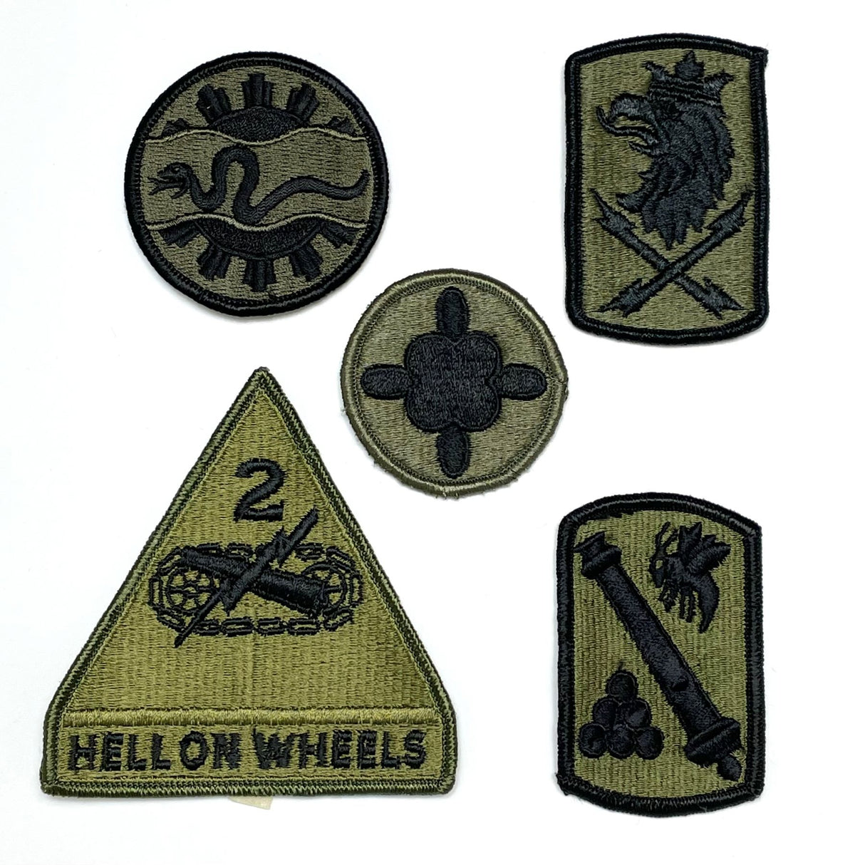 【5枚セット】アメリカ軍 OD 部隊章ワッペン 新品 OD5-E-