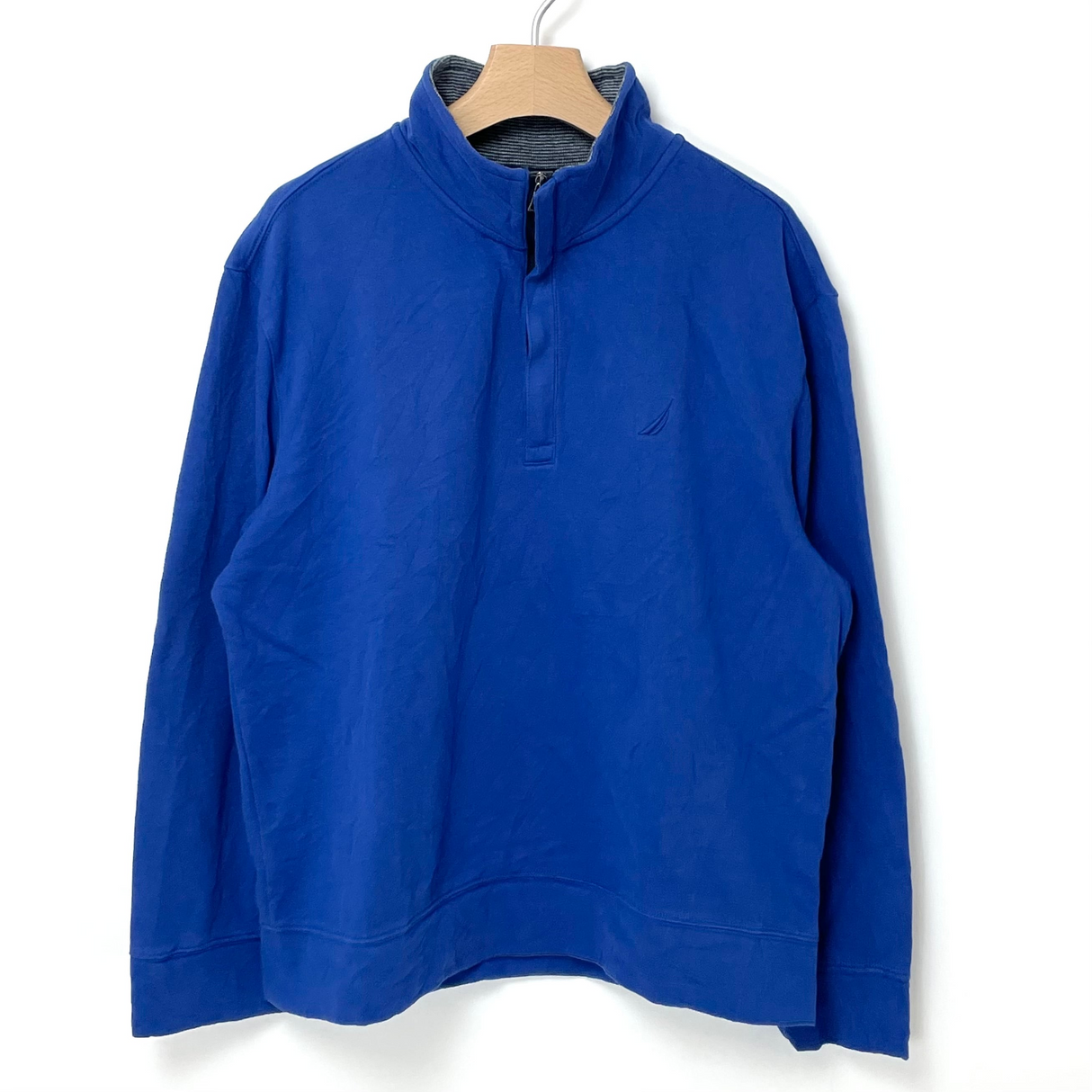 NAUTICA/ノーティカ ブルー ハーフジップ プルオーバースウェットシャツ Lサイズ【FB-SS-0011B】