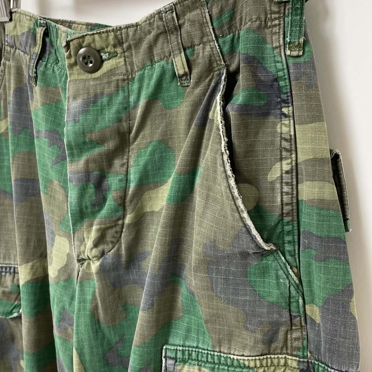 1975年製 アメリカ軍 U.S.ARMY ERDL リーフカモ リップストップ ジャングルファティーグパンツ 4thモデル XS/Sサイズ(W69cm/L69cm)【FB-PT-ML0013B=】