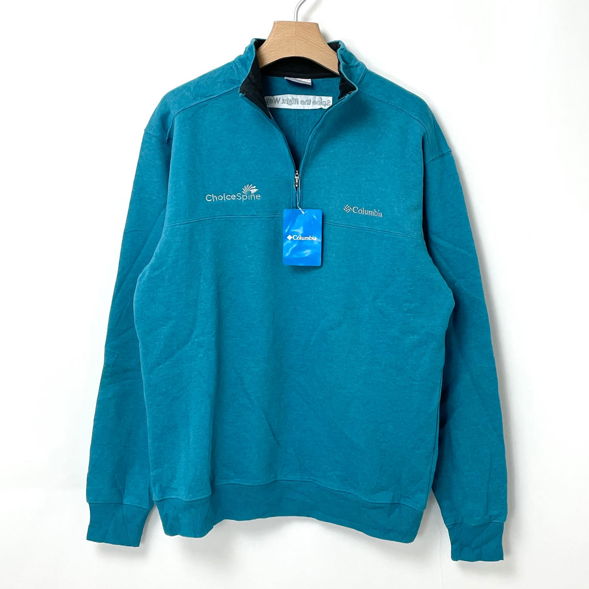 【新品】Columbia/コロンビア ターコイズブルー ハーフジップ プルオーバースウェットシャツ Mサイズ【FB-SS-0018S】