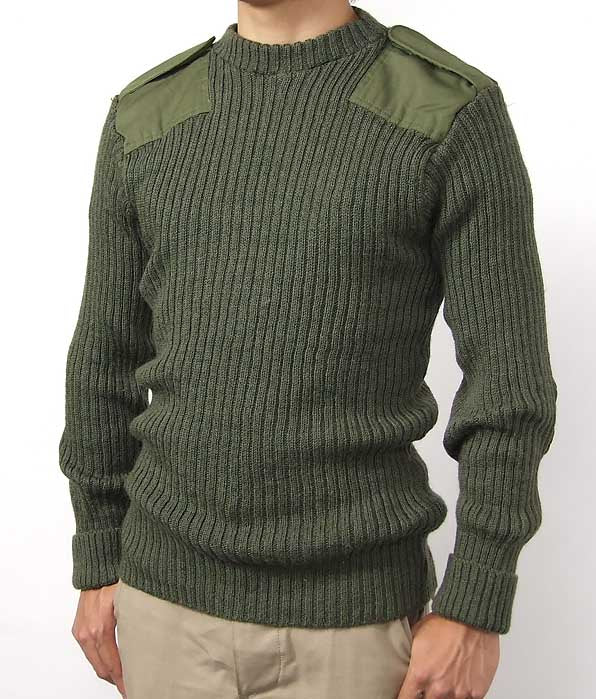 (2/21まで特価)オランダ軍、OD.コマンドセーター(新品)肩パット付き S25N