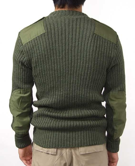 (2/21まで特価)オランダ軍、OD.コマンドセーター(新品)肩パット付き S25N