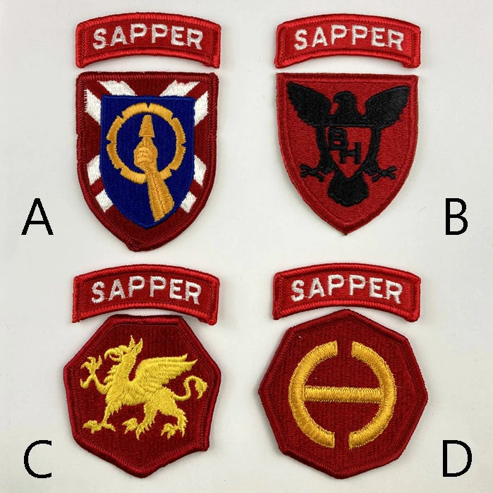 アメリカ軍 レッド SAPPER 部隊章ワッペン 新品 SAPPER-RED-