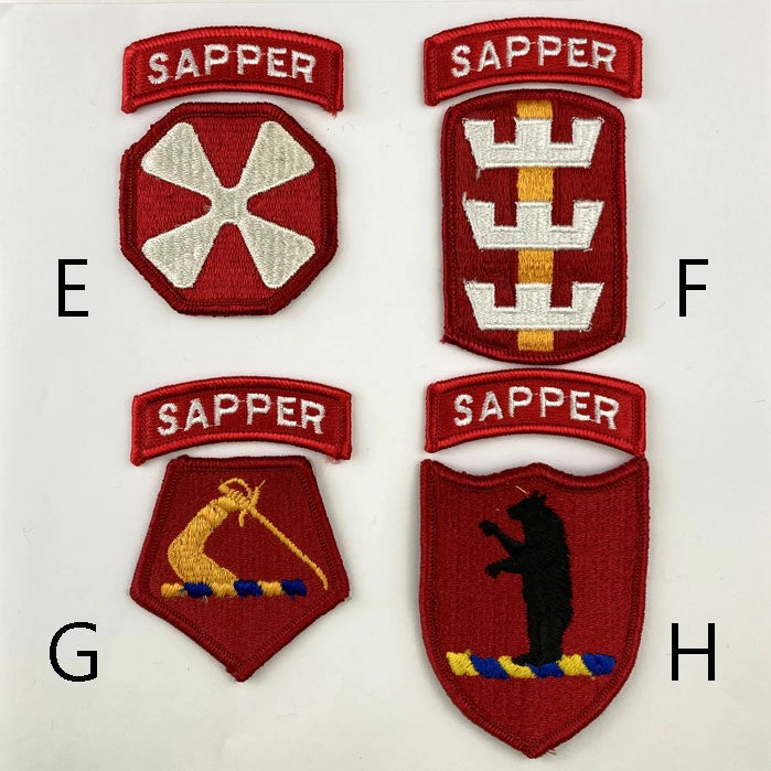 アメリカ軍 レッド SAPPER 部隊章ワッペン 新品 SAPPER-RED-