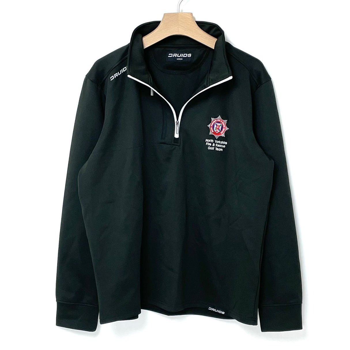 【1点物】イギリス・ノースヨークシャー消防 Fire & Rescue ブラック ゴルフチーム ハーフZIPシャツ Mサイズ 新品 UK239=