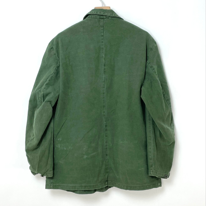スウェーデン軍 グリーン オーバードラグスロック M-59 ユーティリティーワークジャケット USED W22U-2PKT=