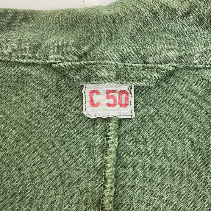 スウェーデン軍 グリーン オーバードラグスロック M-59 ユーティリティーワークジャケット USED W22U-2PKT=