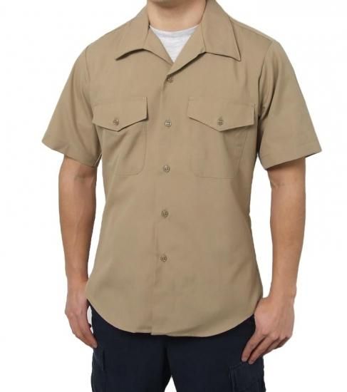 アメリカ海兵隊 USMC カーキ 半袖ドレスシャツ 新品 -
