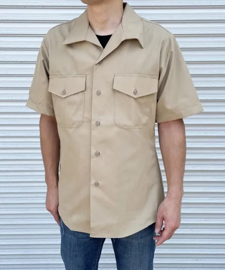 アメリカ海兵隊 USMC カーキ 半袖ドレスシャツ 新品 -