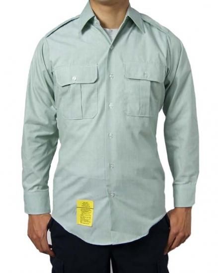 アメリカ陸軍 U.S.ARMY ライトグリーン 長袖ドレスシャツ USED AMY-LS-U-