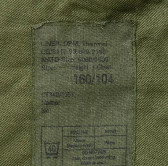 イギリス軍 DPM カモフラージュ サーマル フリース ライナージャケット USED