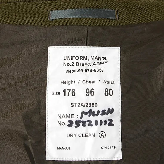 イギリス陸軍 ARMY グリーン No.2 ドレスジャケット 階級章付 USED B38UW