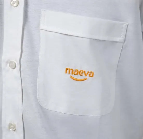 フランス MAEVA ホワイト 半袖ワークシャツ 新品 -