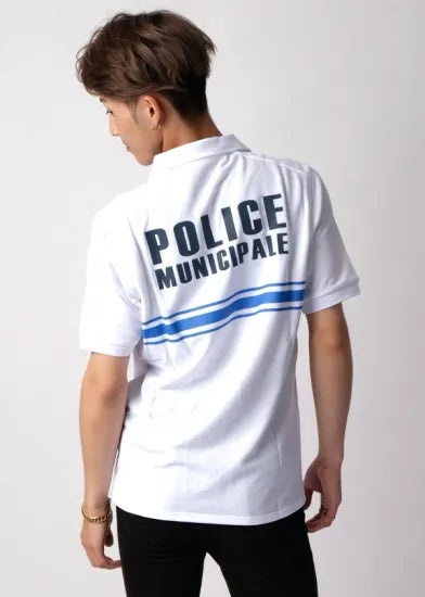 フランス自治体警察 POLICE MUNICIPALE ホワイト ハーフジップ ポロシャツ 新品 F99N-