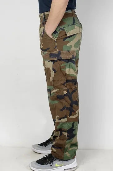 【スモール特価】アメリカ軍 ウッドランドカモ リップストップ コンバットパンツ USED 102RU-S=