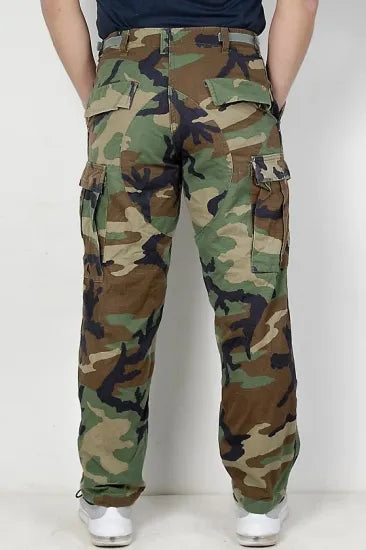 【スモール特価】アメリカ軍 ウッドランドカモ リップストップ コンバットパンツ USED 102RU-S=