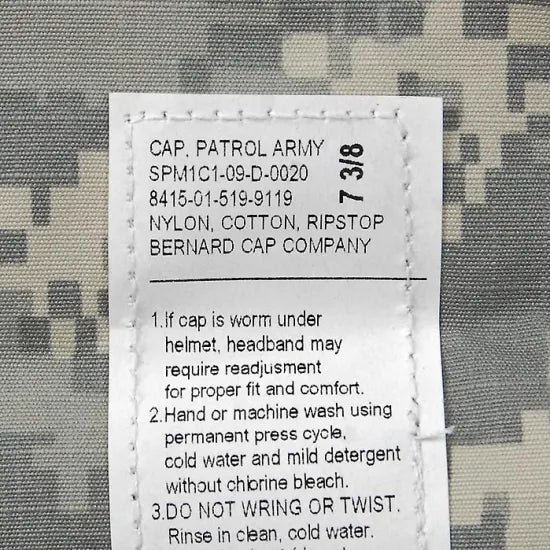 アメリカ軍 U.S.ARMY ACU デジタルカモ リップストップ パトロールキャップ 新品 M13NGI-