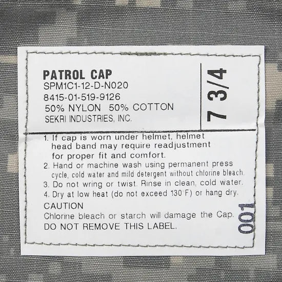 アメリカ軍 U.S.ARMY ACU デジタルカモ リップストップ パトロールキャップ 新品 M13NGI-
