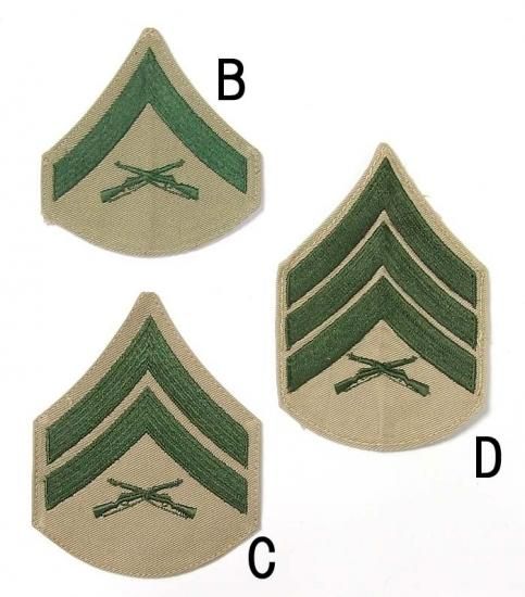 アメリカ海兵隊 USMC ベージュ 階級章ワッペン USED -