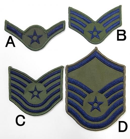 アメリカ空軍 USAF OD/ネイビー 階級章ワッペン 新品 RANK-AF-GN