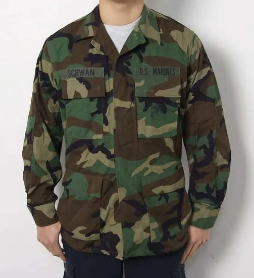 アメリカ軍 ウッドランドカモ リップストップ コンバットジャケット ワッペン2枚付 USED =