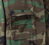 アメリカ軍 ウッドランドカモ リップストップ コンバットジャケット ワッペン多数 USED =