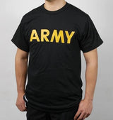 【訳あり】アメリカ軍 U.S.ARMY ブラック 後期型 APFU トレーニングTシャツ USED -