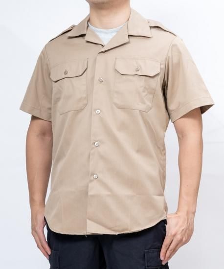 アメリカ陸軍 U.S.ARMY ベージュ 厚手生地 半袖ドレスシャツ 新品 -