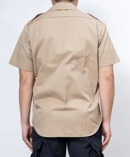 アメリカ陸軍 U.S.ARMY ベージュ 厚手生地 半袖ドレスシャツ 新品 -
