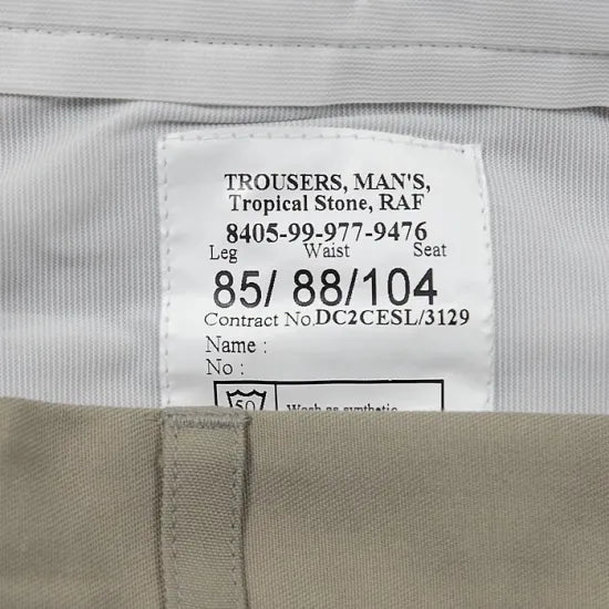 イギリス軍 BA No.4 & RAF No.6 ベージュ トロピカル オフィサーパンツ ベルトループなし 新品 =