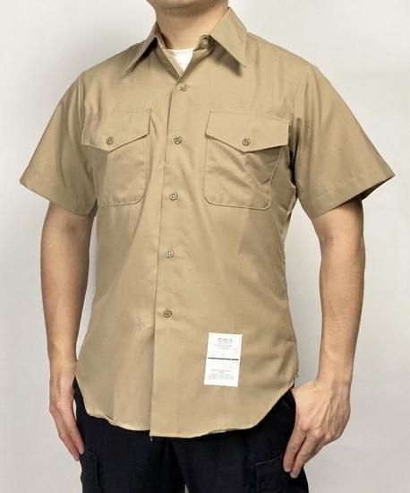 アメリカ海兵隊 USMC カーキ リメイク 半袖ドレスシャツ 新品 -