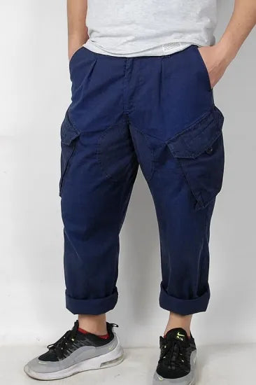 イギリス海軍 ROYAL NAVY 後期型 スラントポケット コンバットパンツ 上質USED =