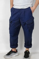 イギリス海軍 ROYAL NAVY 後期型 スラントポケット コンバットパンツ 上質USED =